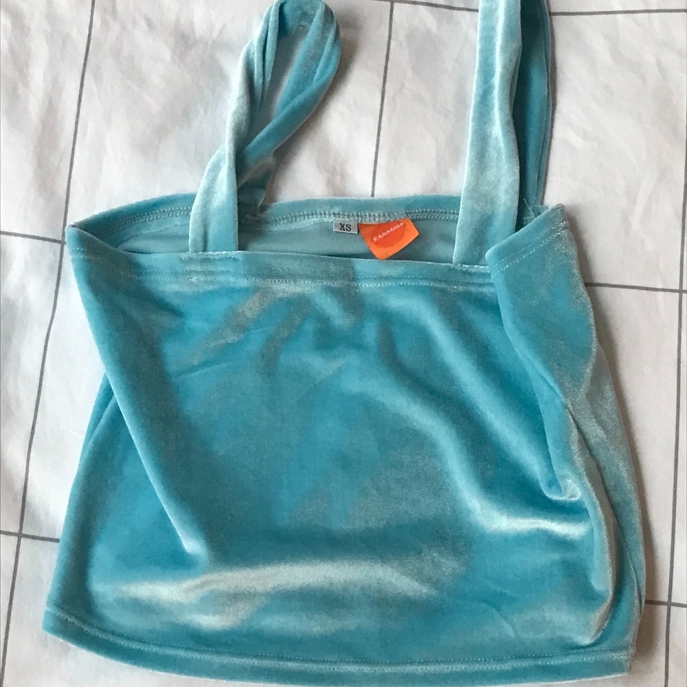 KS Garner Luna crop top in baby blue velvet